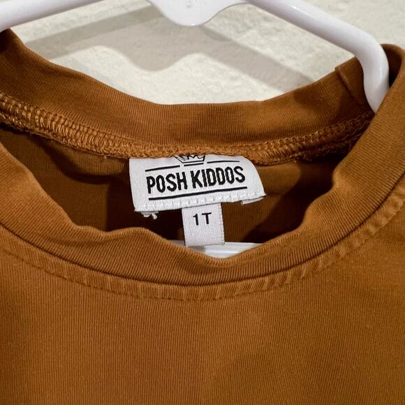 Posh Kiddos Camel Brown Long Sleeve Biker Shirt Size 1T - Picture 2 of 3